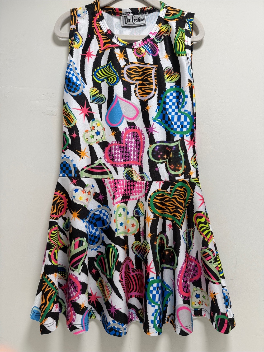 Dori Creations Multicolor Heart Print dress. Drop waist sz 6
